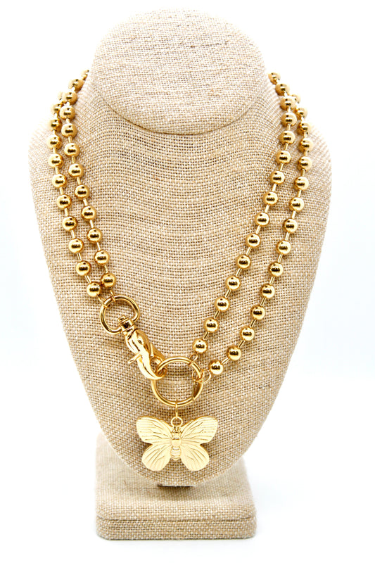 Gold Butterfly Convertible Gold Chain Necklace