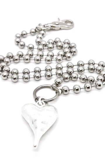 Heavy Silver Heart Pendant Convertible Silver Chain Necklace