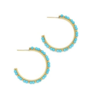 Turquoise Beaded Hoop Earrings E4-192 -French Flair Collection-