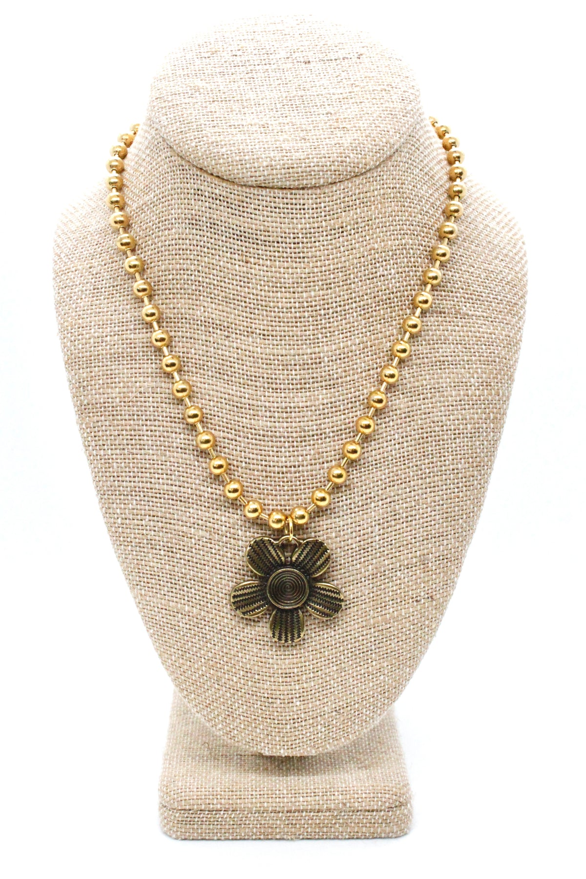 Antique Bronze Flower Pendant Convertible Gold Chain Necklace