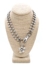 Load image into Gallery viewer, Dotted Flower Pendant Convertible Silver Chain Necklace