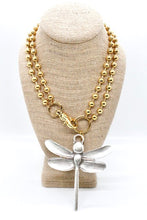 Load image into Gallery viewer, Large Dragonfly Pendant Convertible Gold Chain Necklace