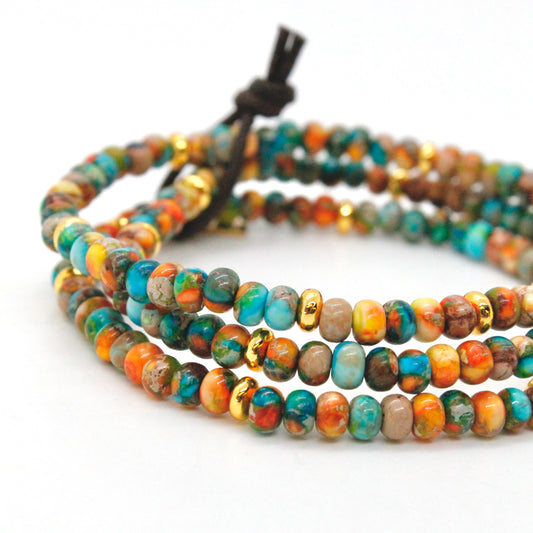Rainbow Jasper 1 + Gold Bracelet Bundle