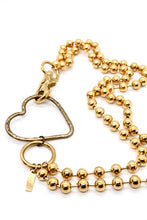 Load image into Gallery viewer, Brass Heart Outline Convertible Gold Chain Necklace