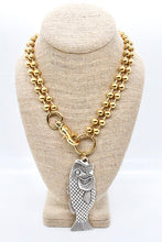 Load image into Gallery viewer, Large Fish Pendant Convertible Gold Chain Necklace