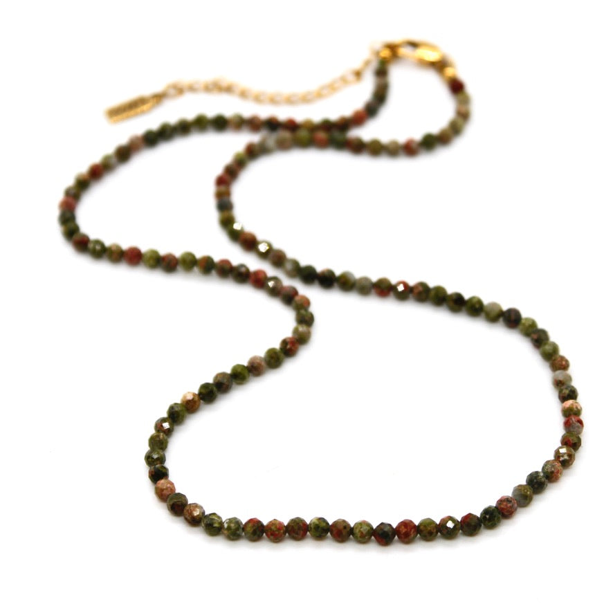 Short Unakite Stone Necklace - N9-200UN1