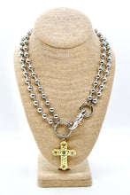 Load image into Gallery viewer, African Turquoise Cross Convertible Silver Chain Necklace