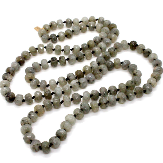 Hand-Knotted Long Labradorite Bead Necklace - NL-LB