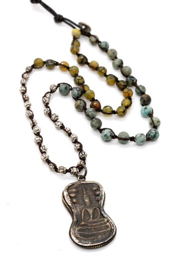 Buddha Necklace 83 - Crochet Necklace / Bracelet Buddha - One of a Kind -