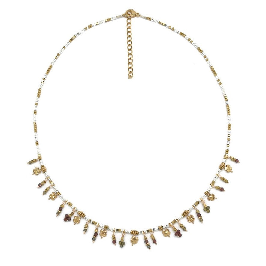 Mini Shamrock and Stone Necklace - N2-2687