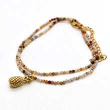 Load image into Gallery viewer, Pineapple Mini Stone Gold Charm Necklace