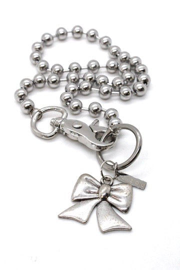Silver Bow Necklace Single Silver Chain Claw Clasp