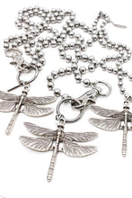 Load image into Gallery viewer, Detailed Dragonfly Pendant Convertible Silver Chain Necklace