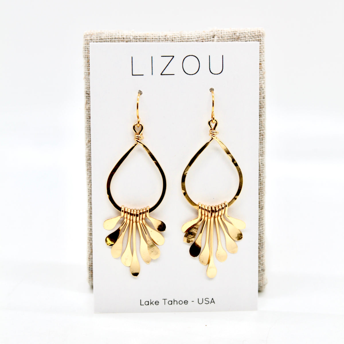 Gold Drop Fan Earrings - E1-001