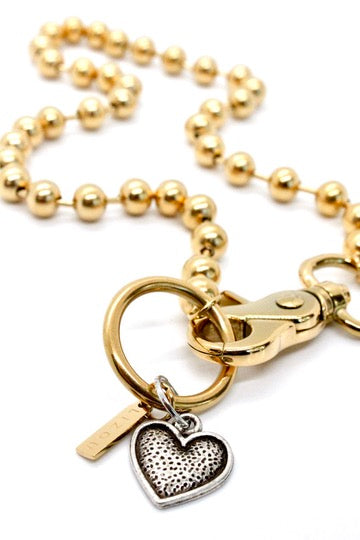 Small Silver Heart Charm Necklace Gold Single Chain Claw Clasp