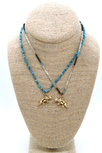 Load image into Gallery viewer, Museum Dinosaur Mini Stone Gold Charm Necklace