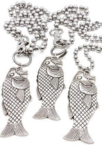 Load image into Gallery viewer, Large Fish Pendant Convertible Silver Chain Necklace