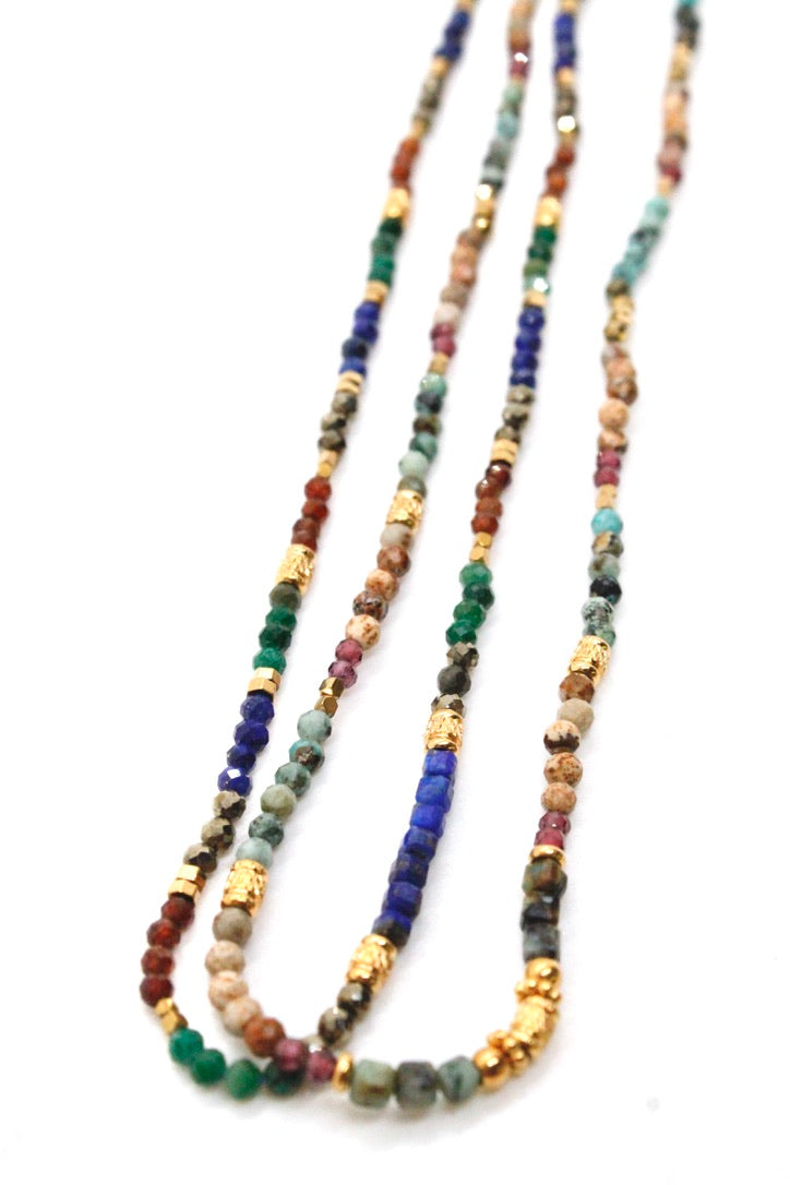 Mini Faceted Semi Precious Stone Necklace N2-2447 -French