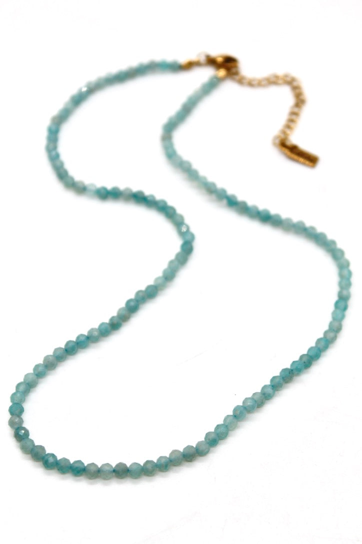 Short Amazonite Simple Stone Necklace - N9-200AZ