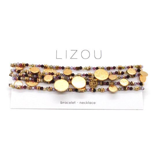 Museum Style Agate and Zirconium Necklace or Bracelet with 24K Gold Plate Mini Charms