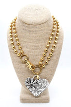Load image into Gallery viewer, Heart Flower Pendant Convertible Gold Chain Necklace