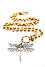 Load image into Gallery viewer, Detailed Dragonfly Pendant Convertible Gold Chain Necklace