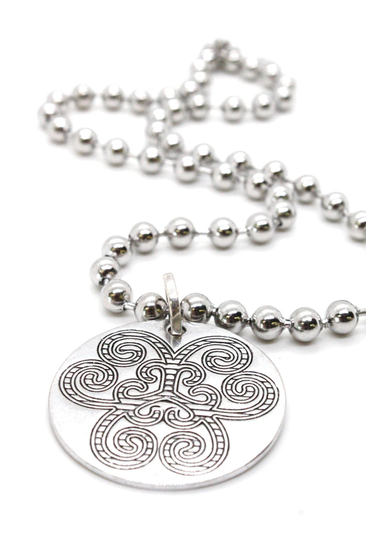 Single Silver Ball Chain Necklace with Large Disc Charm -The Classics Collection-