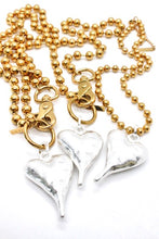 Load image into Gallery viewer, Heavy Silver Heart Pendant Convertible Gold Chain Necklace