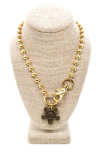 Load image into Gallery viewer, Antique Bronze Flower Pendant Convertible Gold Chain Necklace