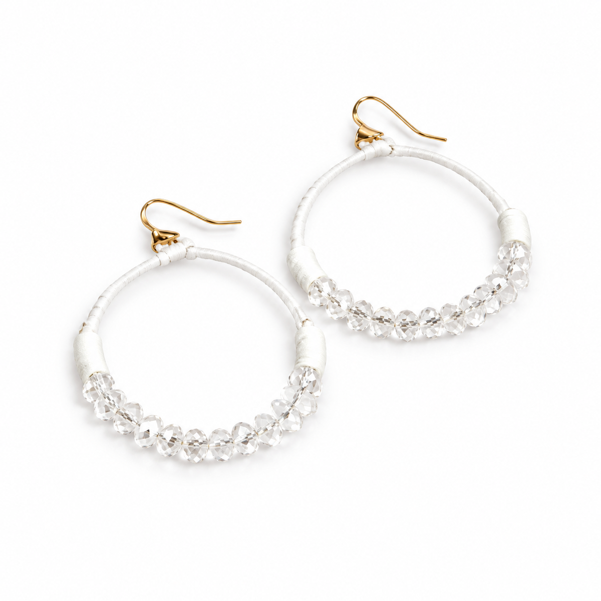 Crystal Beaded Hoop Earrings - E001-Translucent