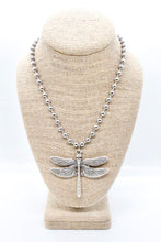 Load image into Gallery viewer, Detailed Dragonfly Pendant Convertible Silver Chain Necklace