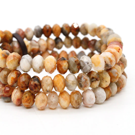 Faceted Crazy Lace Agate Three Strand Bracelet -BL-CLA