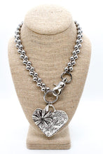 Load image into Gallery viewer, Heart Flower Pendant Convertible Silver Chain Necklace