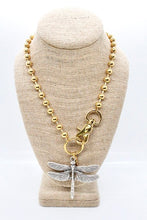 Load image into Gallery viewer, Detailed Dragonfly Pendant Convertible Gold Chain Necklace