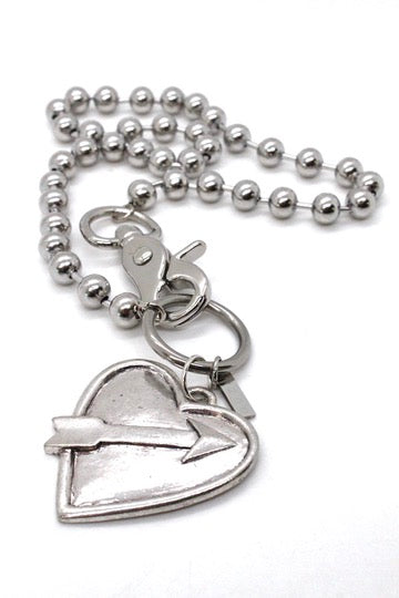 Silver Heart and Arrow Necklace Single Silver Chain Claw Clasp