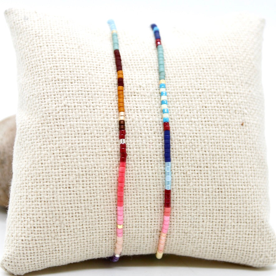 Bundle of Two Colorful Seed Bead Bracelets - B8-037