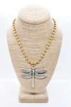Load image into Gallery viewer, Detailed Dragonfly Pendant Convertible Gold Chain Necklace