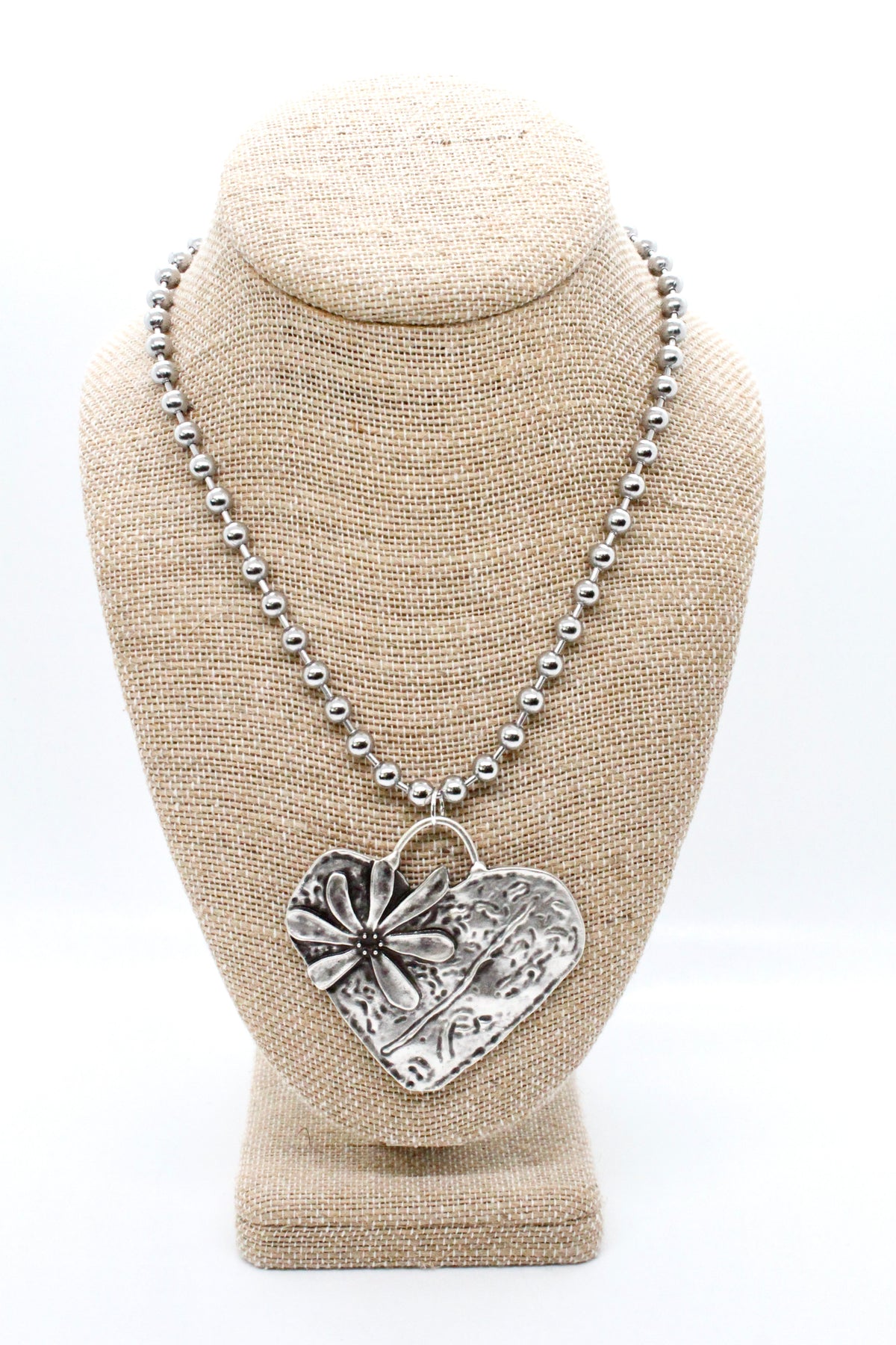 Heart Flower Pendant Convertible Silver Chain Necklace