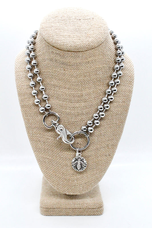 Bee Pendant Convertible Silver Chain Necklace