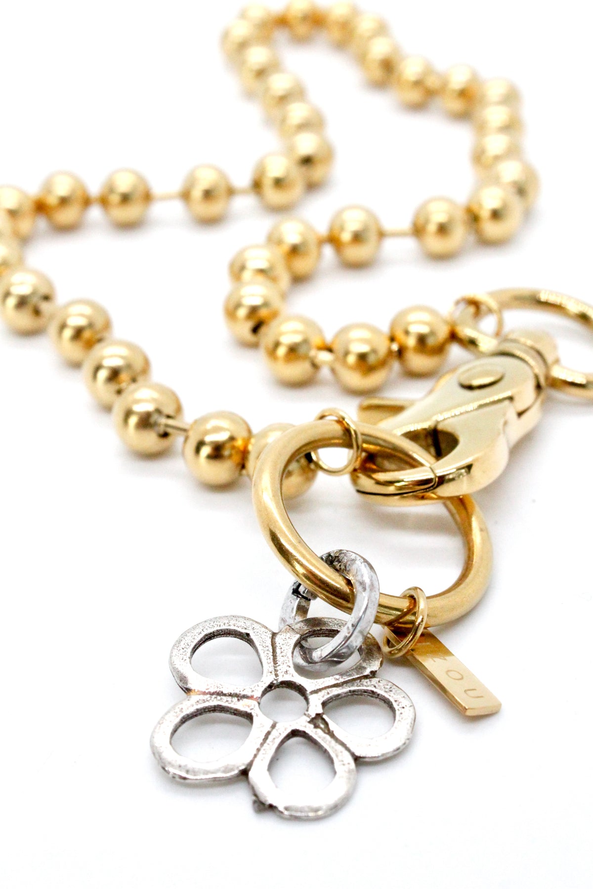 Silver Flower Necklace Single Gold Chain Claw Clasp