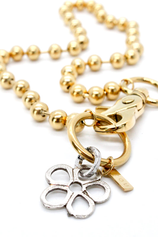 Silver Flower Necklace Single Gold Chain Claw Clasp