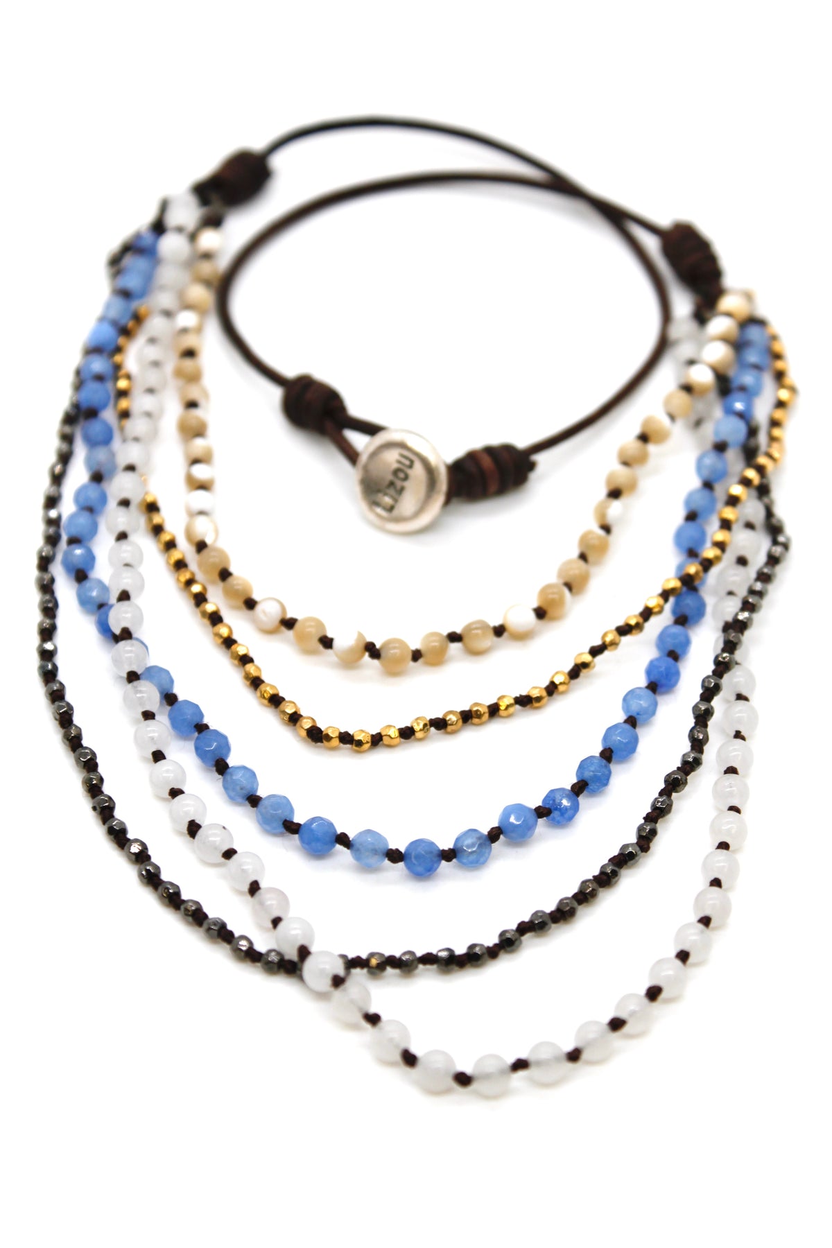 Semi Precious Stone Multi Strand Short Necklace - NLS-Foam
