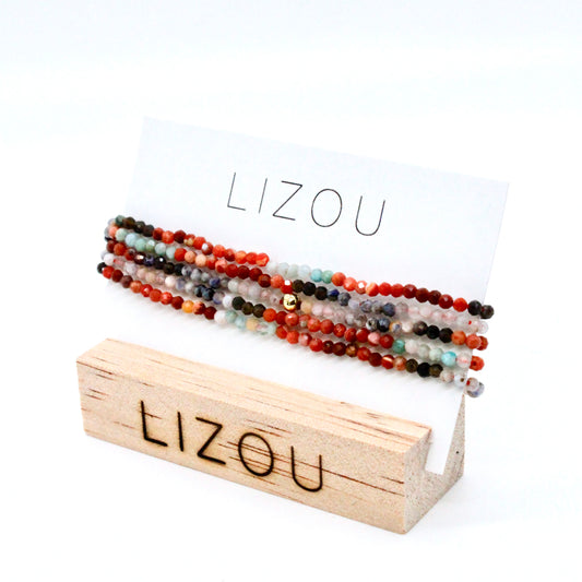 Delicate Faceted Mini Semi Precious Stone Mix Beaded Necklace - N9-003