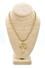 Load image into Gallery viewer, African Turquoise Cross Convertible Gold Chain Necklace