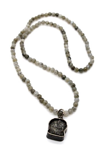 Buddha Necklace 50 - Stretch Labradorite Buddha Bracelet/Necklace - One of a Kind -