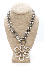 Load image into Gallery viewer, Flower Outline Pendant Convertible Silver Chain Necklace