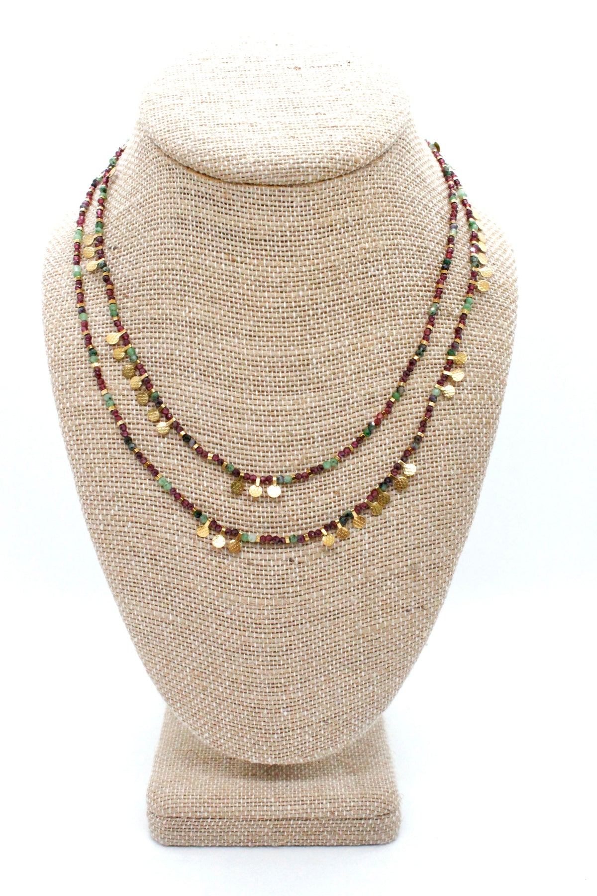 Museum Style Mixed Stones Necklace or Bracelet with 24K Gold Plate Mini Charms