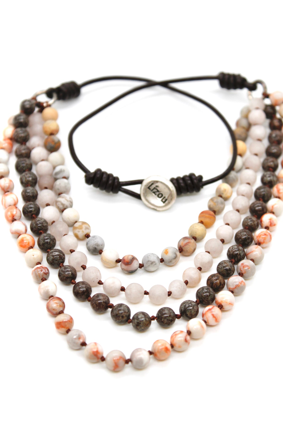 Semi Precious Stone Multi Strand Short Necklace - NLS-M46