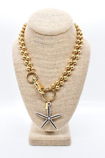Starfish Pendant Convertible Gold Chain Necklace