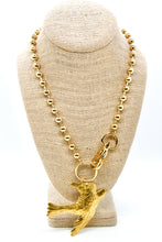 Load image into Gallery viewer, Flying Brass Bird Convertible Gold Chain Necklace